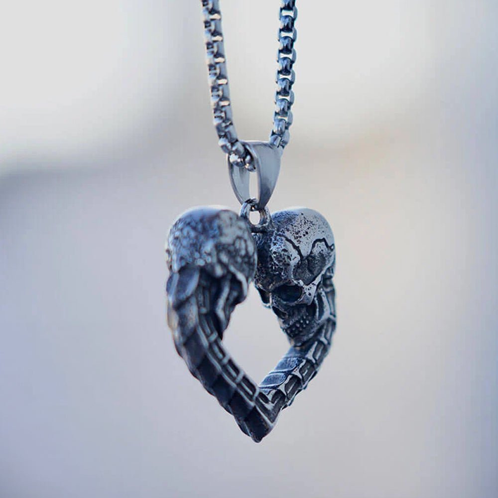 Heart Skull Necklace - GothRider Brand