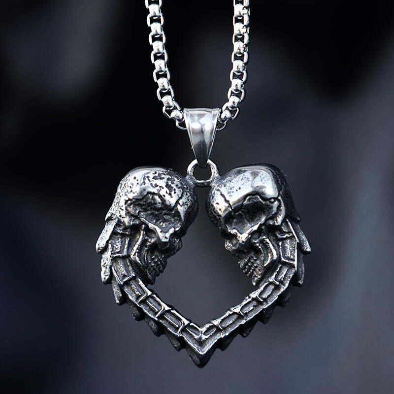 Heart Skull Necklace - GothRider Brand